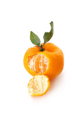 raw fresh tangerine oranges isolated on a white background