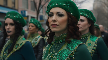Celebrating Saint Patrick: Elegance and Joy at the Parade AI-Generative