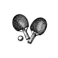 Hand drawn sketch ping pong vector illustration
