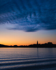 sunset and city silhouette