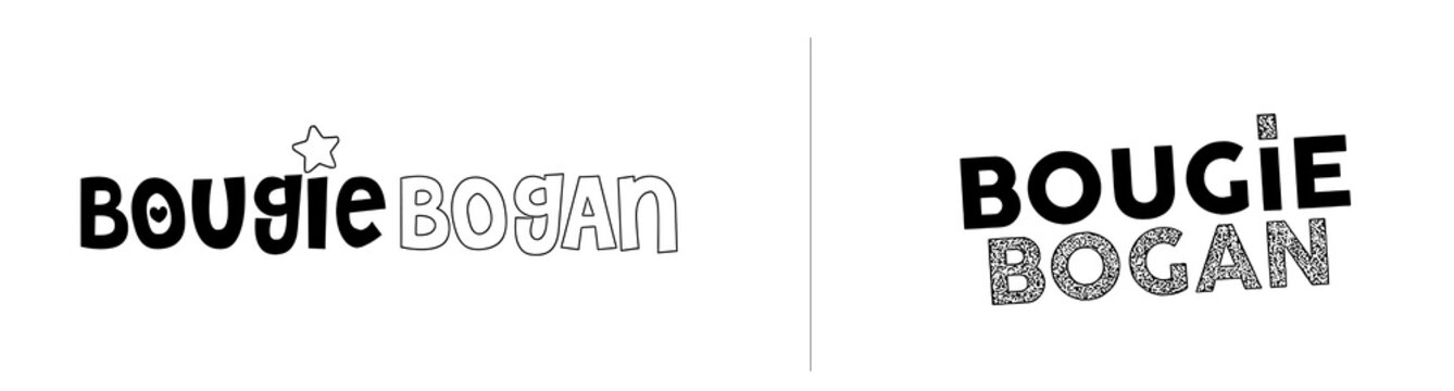 Two typographic concepts for the phrase "Bougie Bogan". Bogan being Australian slang and Bougie American slang