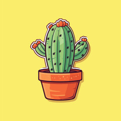 colorful cactus in a flower pot isolated vector design