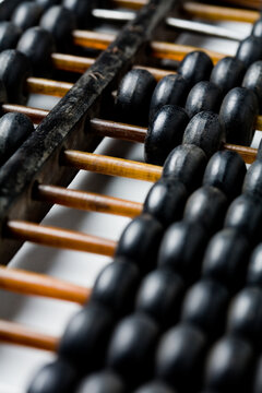 Vintage wooden abacus isolated on white