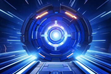 Data Storage Service Quantum Computing Web Network Blue Background.