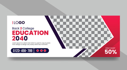 Back to School Admission social media banner design or educational webinar template