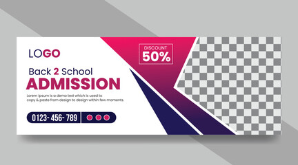 Back to School Admission social media banner design or educational webinar template