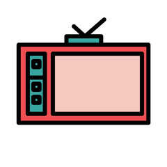 Old Television Video Filled Outline Icon