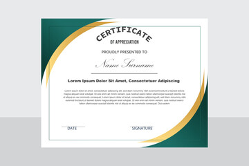 Certificate Of Appreciation Template Layout with Golden Badge.