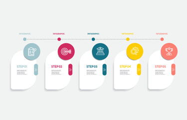 abstract timeline infographic element business data visualization steps report layout template background with business line icon 5 steps