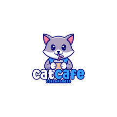 Cat cafe logo, suitable as a cafe business logo, casual coffee place and the like
