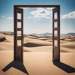Opened door on desert
