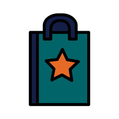 Bag Shopping Christmas Filled Outline Icon