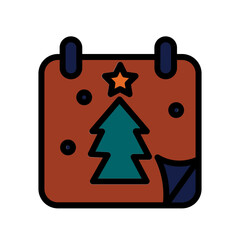 Calendar Time Christmas Filled Outline Icon