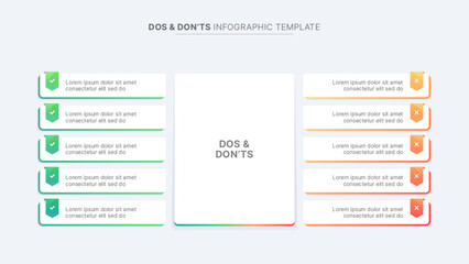 Dos and Don'ts, Pros and Cons, VS, Versus Comparison Infographic Design Template	 - obrazy, fototapety, plakaty