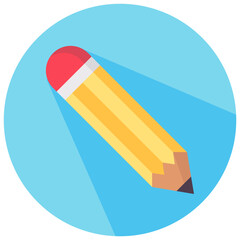 pencil round flat vector icon