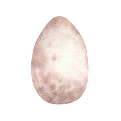 Easter egg watercolor illustration isolated on white background. Pink egg hand drawn neutral color. Painted egg in speck. Element for design Easter decoration, spring holiday card