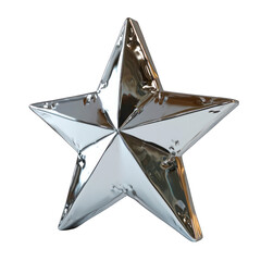 Silver Star of Excellence Isolated on Transparent or White Background, PNG