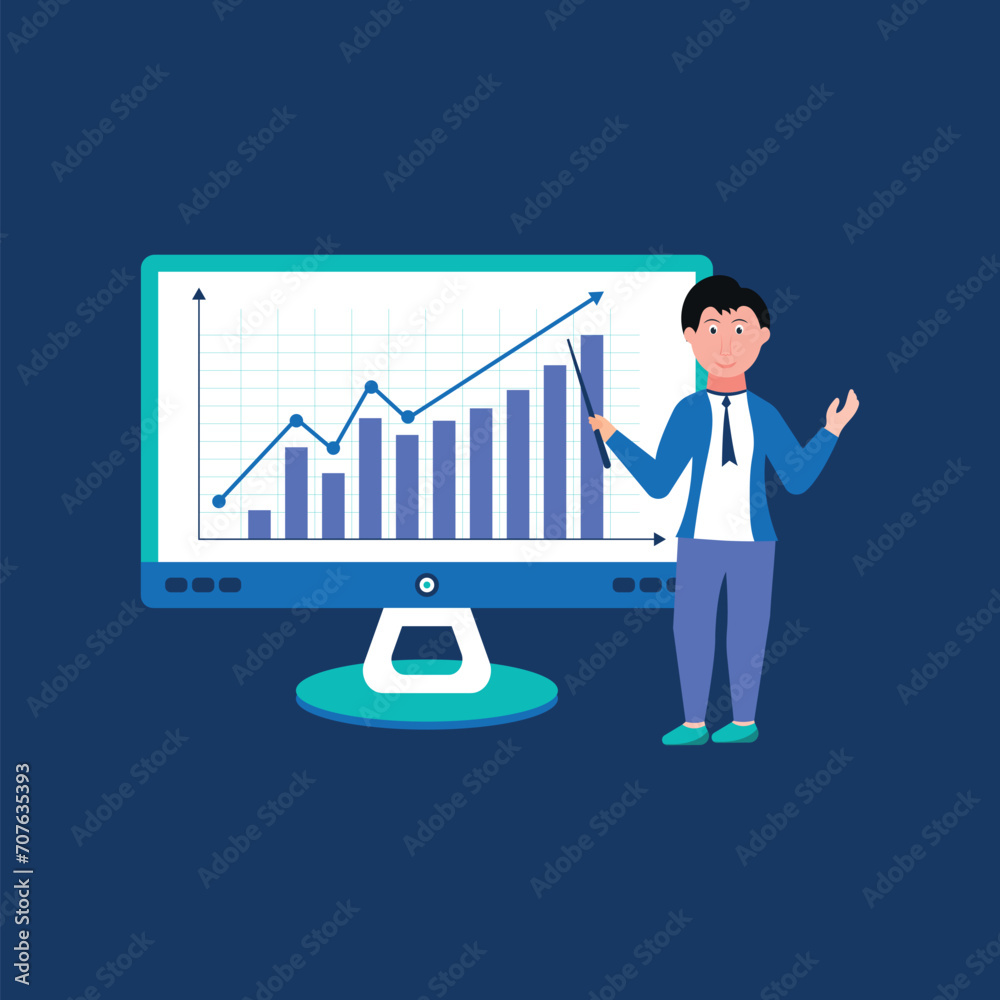 Poster business people working for data analytics and monitoring on web report dashboard monitor