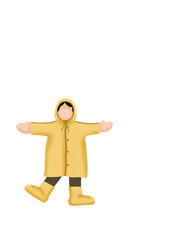 Kid with yellow raincoat