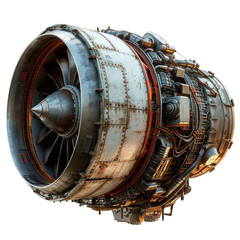 Aircraft Engine Isolated on Transparent or White Background, PNG