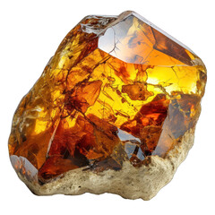 Amber Fossil Isolated on Transparent or White Background, PNG