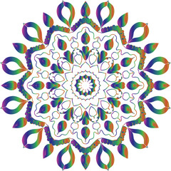 Fototapeta na wymiar Circular flower mandala pattern for Henna, Mehndi and Decoration. Decorative ornament in ethnic oriental style. Outline doodle hand draw vector illustration.