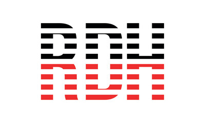 RDH three initial letter iconic line negative space minimal logo design vector template. monogram, abstract, wordmark, business, typography, minimalist, brand, company, flat, modern, unique, simple