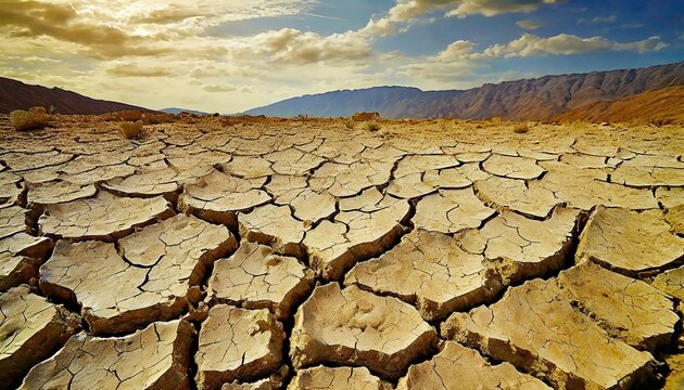 dry cracked earth.of a parched landscape with the texture of a dry and cracked ground, where nature's imprint tells a story of resilience and arid beauty.