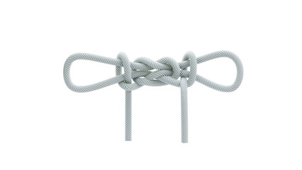 rope string with fireman's chair hitch knot 3D rendering