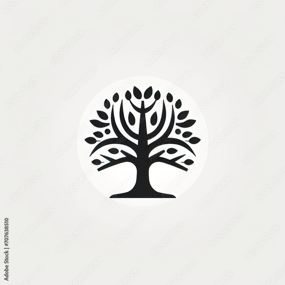 Poster flat tree logo generative ai