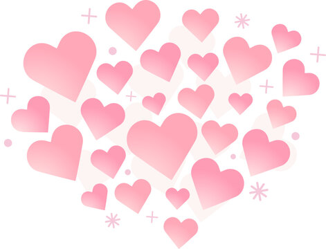 バレンタインに使えるピンクのハートが集まったベクターイラスト画像