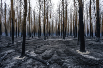 Nature's Ashes: A Blackened Forest 