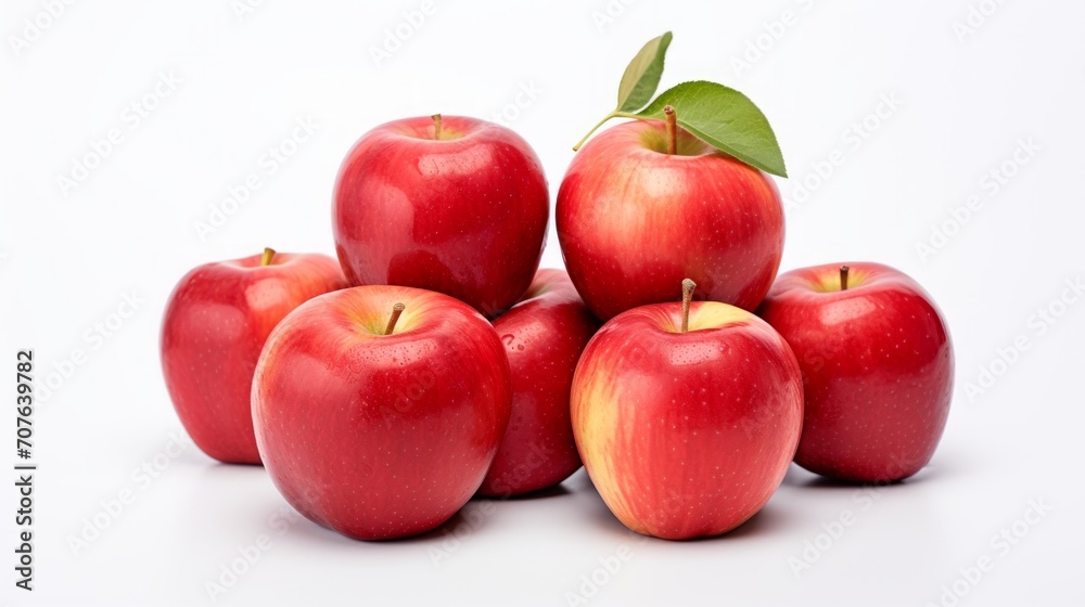 Poster apples on a white background on the left side of the frame empty white background photorealistic Generative AI
