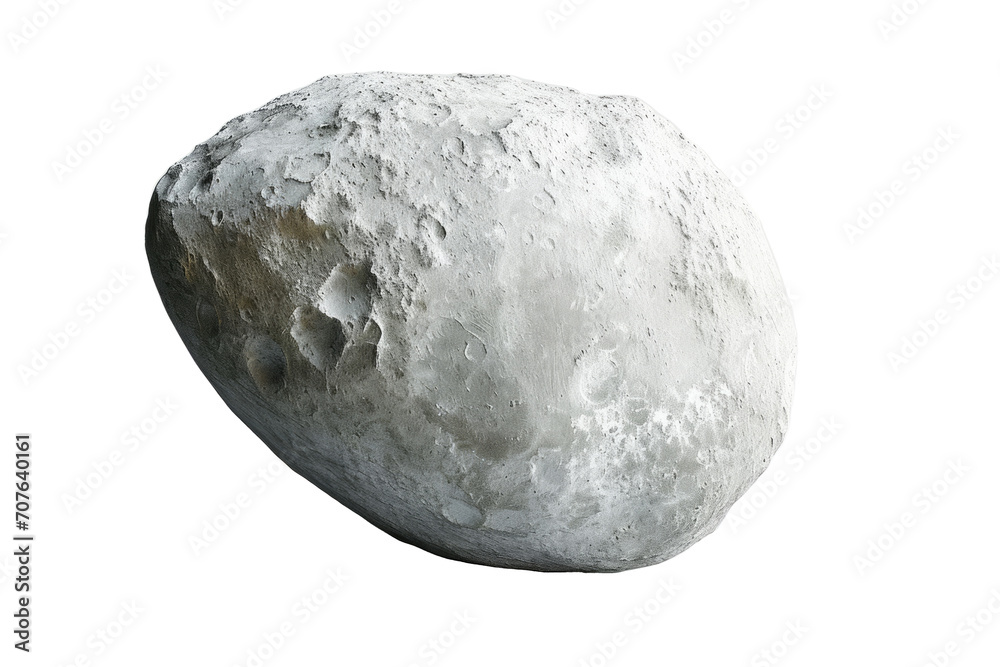 Poster Conceptual image featuring Haumea, a dwarf planet, showcasing its elongated shape and surface features against a white setting Generative AI