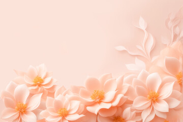 Fototapeta na wymiar Romantic floral background,Abstract flowers of soft peach color,Greeting card,banner. Copy space