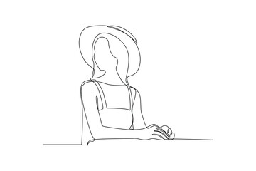 Continuous one line drawing Happy female activity concept. Doodle vector illustration.