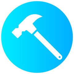 hammer round solid icon