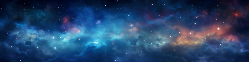 Banner Background of outer star space in galaxy. Astronomy and cosmonaut day concept.
