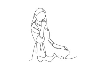 Continuous one line drawing Happy female activity concept. Doodle vector illustration.