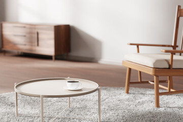 Interior with a warm atmosphere where you can  enjoy calm relaxation with bright sunlight shining  through. 3d rendering