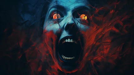 Fotobehang Nights of Terror Movie Poster Style Scary Horror © Black
