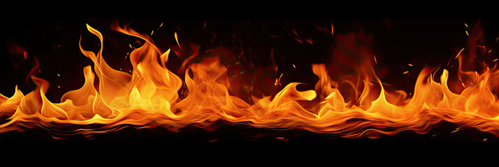 Texture of fire on black background, Flame, fire with smoke on dark background. black walls and smoke. Abstract dark glitter fire particles lights. fire in motion blur.