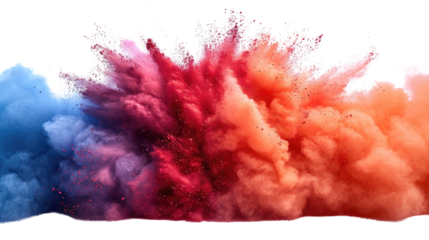 Holi color festival rainbow colours powder explosion isolated on white, transparent, PNG
