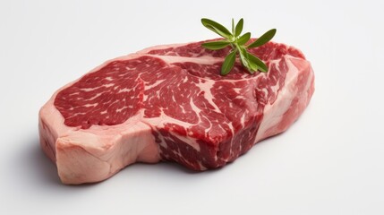 Close-up realistic photo of a succulent ribeye steak against a white background Generative AI