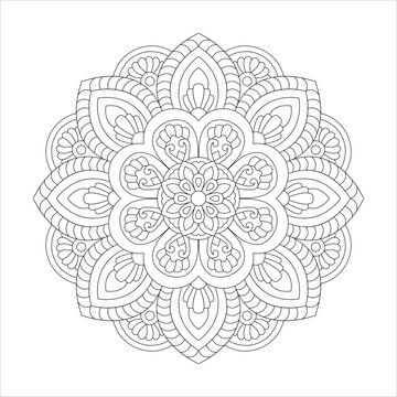 Doodle zen tangle design rounded mandala for Coloring book page