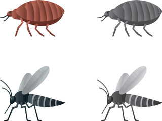 Cute cartoon insects.isolated illustration icons set.