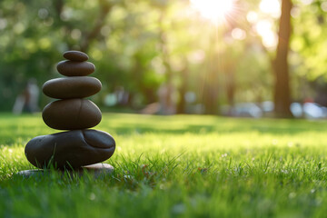 Obraz na płótnie Canvas yoga balance, springtime park.
