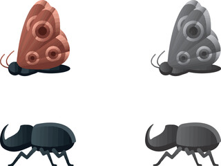 Cute cartoon insects.isolated illustration icons set.