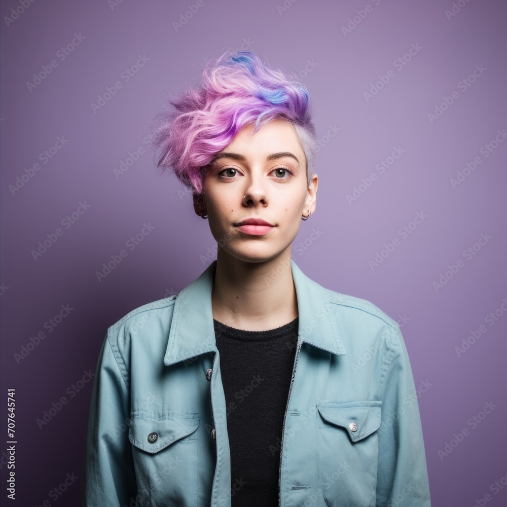 Poster Stock image of a non-binary person expressing their identity and individuality, representing gender diversity Generative AI