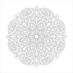 isolated outline mandala art therapy round decorative for Coloring book page
